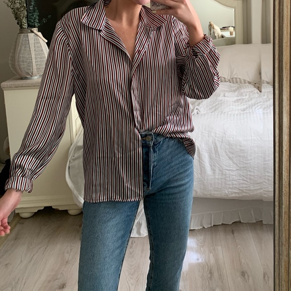 Vintage Striped Button Up Blouse - Picture 1 of 5